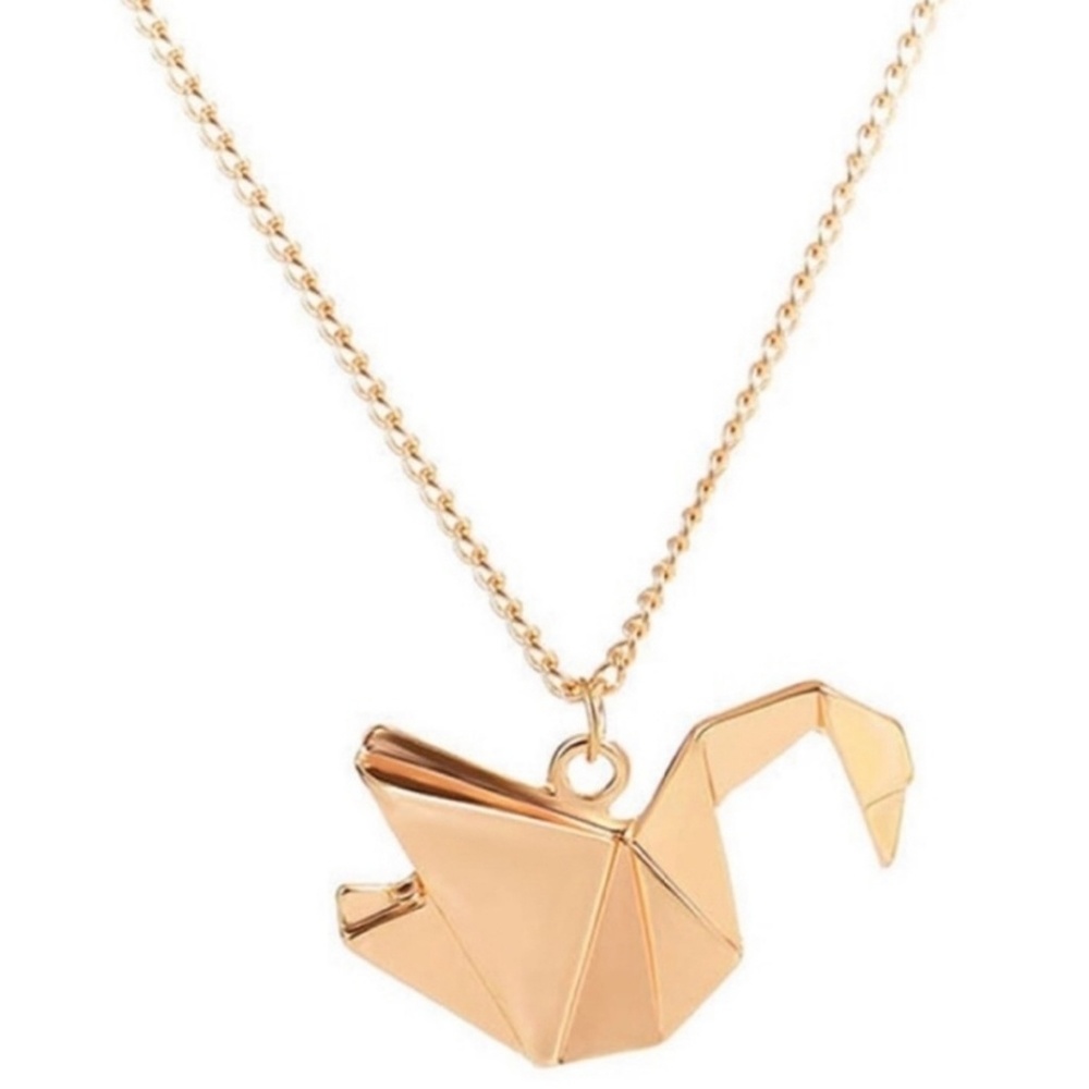 Golden Origami Swan Necklace